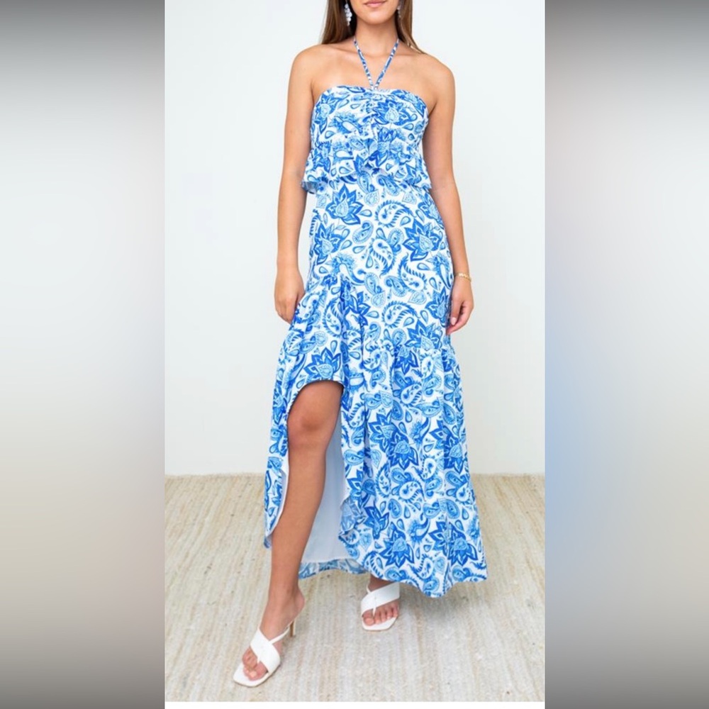 Georgie Blue and White Floral One Piece Dress